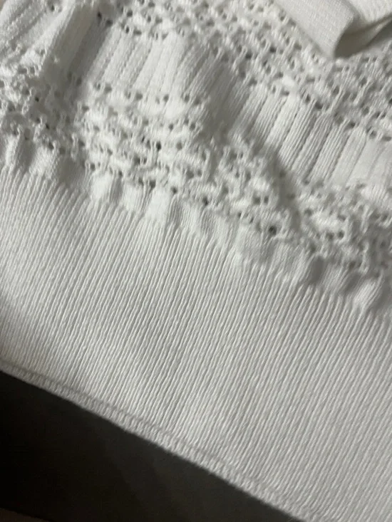 LOFT White Openwork Scoopneck Knit Sweater - Picture 6 of 11